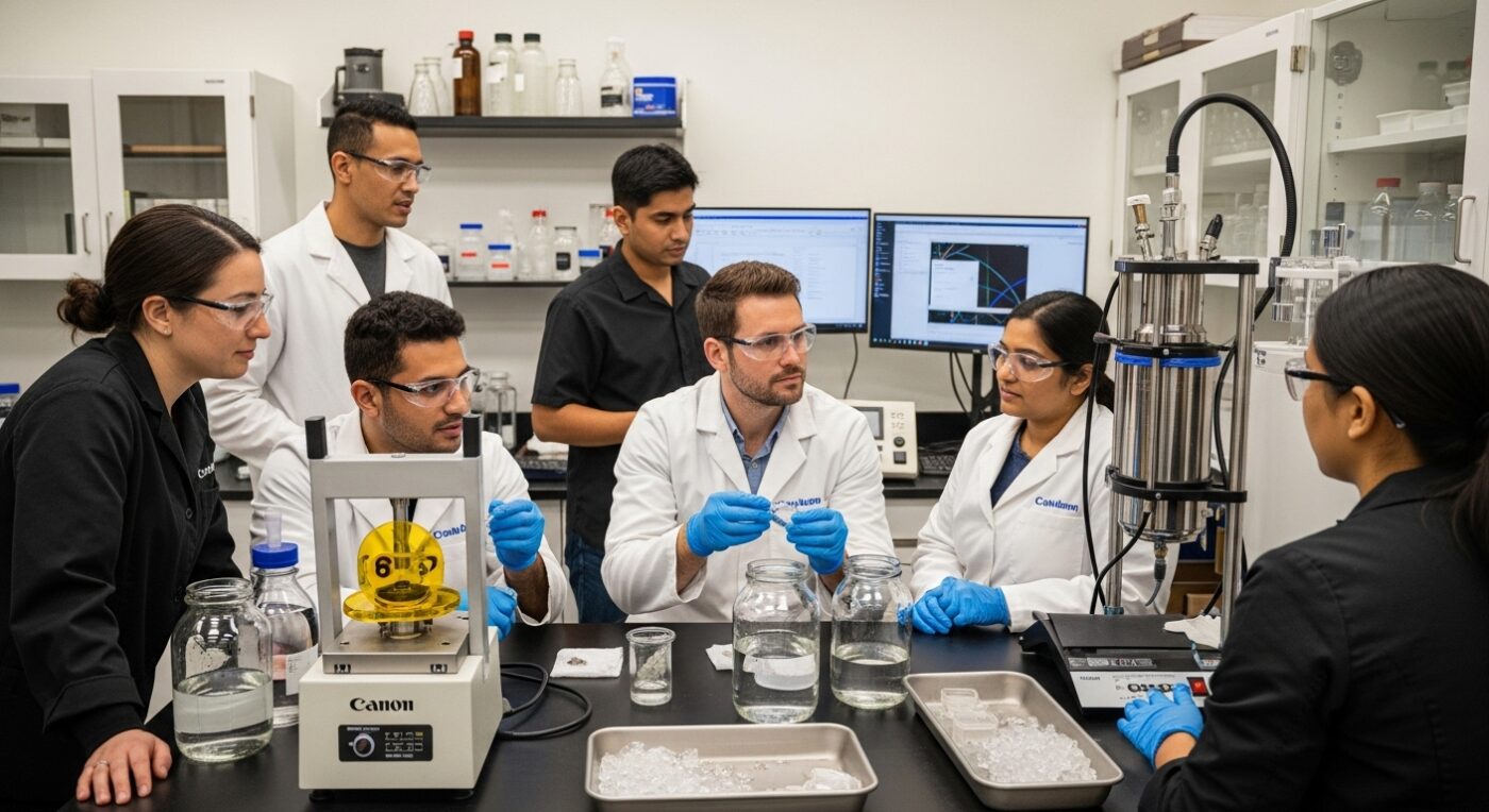 cannabis extraction laboratory, scientists, extraction equipment
